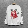 Casual Flocking Bone Pattern Tshirt Top Mens Sweatshirt Hoodie Japanese Korean Streetwear O-neck Men Sweatshirt T230814