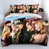 Anime jojos bisarra äventyrsäcken sängkläder set duvet täckning säng set quilt täckning fodral king queen size sängkläder set barn l230704