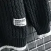 Ponts masculins 2023 Pulloir de Noël Men de Noël Men Harajuku Stripe Match Pullover vintage O-Neck Winter S-4xl