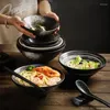 Bols 1 pc Japonais En Céramique Glaçure Vaisselle Ménage Restaurants Cuisine Fournitures Bambou Chapeau Corne Soupe Nouilles Bol