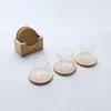 Bordmattor Rustik Eco Friendly Wood Set 6 bitar Holder Dricks Coffee Tea Tablett Möbler Skydd 9x9cm vardera