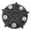 Kandelaars Zwart 5-puntige Ster Kandelaar Altaar Base Rose Vine Maretak Astrolabium Meditatie Magic Home Plaats Decoratie Talisman