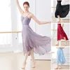 Stage Wear Ballet Outfit For Girls Dance Skirt Women Long Chiffon Adult Ballroom Black Burgundy Costume Waist Tie Dress