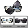 Retro square polarized for women's 2-in-1 clip-on driving with blue light resistant frame TR90 magnetic glasses 230725