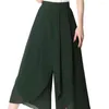 Damesbroek Hoge Taille Dame Elastische Broek Chique Chiffon Rok Dubbellaags Wijde pijpen Hoge taille Voor A