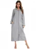 Women's Sleepwear Women Long Sleeve Pajamas Fashion Hooded Nightgown Causal Loose Zipper Nightdress Sleepshirts