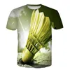 T-shirts pour hommes Badminton Graphic Funny Men T-shirts Casual Impression 3D Hip Hop Harajuku Personnalité Col rond Chemise à manches courtes Tops oversize