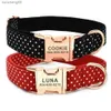 Collare per animali personalizzato White Dot Puppy Cat ID Tag Regolabile Nome personalizzato Fibbia in oro rosa Rosso Nero Basic Collari per cani Guinzaglio L230620