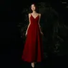 Ethnic Clothing Toast Dress Bride 2023 Spring And Summer Burgundy Long Engagement Wedding Banquet Evening