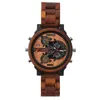 ساعة معصم كبير الاتصال الرسغ Wood Wood Watch للرجال أزياء الساعات الكرونوغراف العسكرية الخشبية الكوارتز المتساقرة إسقاط