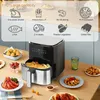 Friteuse électrique intelligente : grande capacité de 5,8 QT, cuisson à 360°, cuisson guidée, nettoyage facile, acier inoxydable.