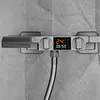 Juego de grifos de ducha y baño negros Pantalla digital LED montada en la pared Mezclador de ducha de cascada gris Grifos de baño Latón