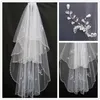 2T blanc ou ivoire perles accessoire de mariage voiles voile de mariée détail tout cristal perlé voile de mariée avec Comb226V