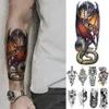 مقاومة للماء وشم وشم ملصق التنين نايت Spitfire فلاش الوشم Tiger Owl Owl Wolf Arm Arm مزيف Tatoo Women Men