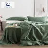 Bedding sets LivEsthete 100% Silk Green Set Mulberry 25 Momme Bed Sheets Beauty Quilt Cover Pillowcase Queen King 230725