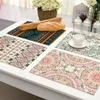 Tapis de table Salle à manger Impression géométrique Tissu en coton et lin Isolation thermique Vaisselle occidentale