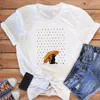 Women's T-skjortor Retro Short STED Summer Fashion Fun Cartoon Moon Trend Mönster 90-talet Tryckt White T-Shirt Basic T-Shir