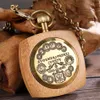 Pocket Watches Square Wooden Mechanical Pocket Watch with Chain Luxury Red Wood Hand Winding Skeleton Roman Numbers Fob Watches Men Retro Clock 230724