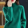 Pulls pour femmes laine mérinos femmes pull 2023 hiver couleur unie épaissir chaud pull femme col haut lâche version coréenne pull