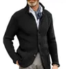 Herrtröjor Europeiska och amerikanska tröja Ytterkläder Slim Fiting Suit Mock Neck Sticked 2023 Autumn Winter Cardigan