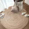 Carpets Straw Round Carpets Rugs for Living Room Bedroom Bulrush Natural Reed Grass Rattan Carpet Tea Table Floor Mats Hand-woven R230725