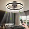 Ventilador de teto moderno com luz de LED regulável e ventiladores com controle remoto para sala de jantar