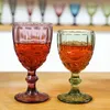 Verres à vin SZ 10 oz gobelet en verre coloré avec tige 300 ml motif Vintage verres romantiques en relief pour la fête de mariage