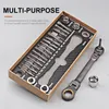 Skruvmejslar qud 23st Ratchet Torx Wrench Set Universal Justerbar dubbeländ spannuttag Skruvmejselbitar Bil Bicycle Repair Hand Tools 230724