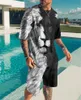 Herrspårspåret Set Summer Short Sleeve T Shirt Suit mode 2 stycke Streetwear 3D Print Sports Beach Shorts Mankläder 230724