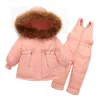 Manteau en duvet enfants vêtements ensemble 2023 hiver -30 degrés duvet de canard combinaison bébé combinaison de neige Parka enfant en bas âge fille ensemble garçons veste HKD230725