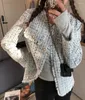Kvinnors jackor fransk stil vårvävd tweed jacka kvinnor vintage liten doft o-hals kort outkläder