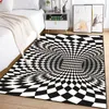 Tapis 3D Illusion Tapis Noir et Blanc pour Chambre Tapis de Sol Abstrait Géométrique Optique Vertigo Tapis Antidérapant Salon Décor R230725