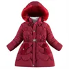 Вниз пальто новая девушка зимняя хлопковая куртка детская модная пальто детские детские теплые куртки детская одежда 4-12 лет HKD230725