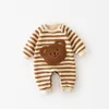 Rompers MILANCEL Baby Thicken Lining Boys Clothes Striped Girls Jumpsuits Bear Outfit 230724
