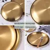 Plates Golden Stainless Steel Storage Tray Luxurious Brass Gold Round Plate Fruit Cake Steak Snack Kitchen Metal Tableware Dish