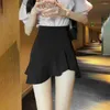 Jupes noir taille haute Sexy femmes 2023 printemps/été Version coréenne couleur unie queue de poisson jupe femme à volants court