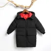 Down Jas MUABABY Kids Winter Warme Dikke Jas Kinderen Lange Jas Hooded Katoenen Kleding Tiener Mode Bovenkleding 2- 12T HKD230725