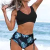 Costumi da bagno da donna Costumi da bagno grandi leopardati Taglie forti Set tankini Abbigliamento da spiaggia femminile Costume da bagno in due pezzi Piscina sportiva Nuoto da donna