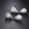 Серьги -грибы Canpel Luxury Water Drop Bridal Pearl для женщин кубическая циркония длинная свиная серьга модные украшения