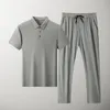 Men's T Shirts Men Summer Sports Set Ice Silk Thin Quick Drying Breathable Casual Short Sleeves And Long Pants