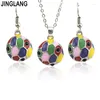 Necklace Earrings Set JINGLANG Fashion Vintage Rhinestone Bridal Wedding Jewellery Sets For Women Ball Beads Jewelry Party