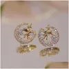 Stud Cute Animal Bee Orecchini di perle per le donne Temperamento Unicorn Moon Strass Orecchino Ragazze Festa di compleanno Gioielli Drop Delivery Dh1Xk