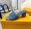 Luxury designer women sandal slipper slide Revival mule block heeled genuine leather shoes Fashion Beach Shoes Leather Slingback Slipper black white blue 35-43Box