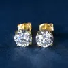 Stud IOGOU Orecchini in oro 10k Orecchini a bottone con diamanti veri 6mm per uomo Donna Orecchini in oro giallo 10K con retro a vite Fine Jewelry 230724