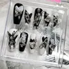 False Nails Handmade Y2K onto Nails Reusable Long Coffin Ballet Acrylic False Nail Tape Adhesive 230724