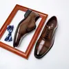 Chaussures habillées homme fendu cuir semelle en caoutchouc bureau d'affaires mâle cuir véritable fête de mariage Plus 48 230725