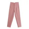 Pantaloni da donna Za Spring Tailleur pantalone vita alta donna moda ufficio beige chic bottone zip elegante rosa donna casual