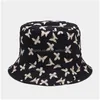 Stingy Brim Hats Fashion Double Sided Reversible Black White Cow Pattern Bucket Hat Fisherman Caps For Women Summer Drop Delivery Acce Dhats