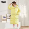 Parkas en duvet pour femmes SEMIR doudoune femmes longue technologie noire imperméable hiver nouveau lâche basique solide à capuche épais manteau en duvet pour femme HKD230725