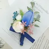 Decorative Flowers 2Pcs Artificial Wrist Corsage Set Groom Man Bride Bridesmaid Wedding Prom Party Decoration